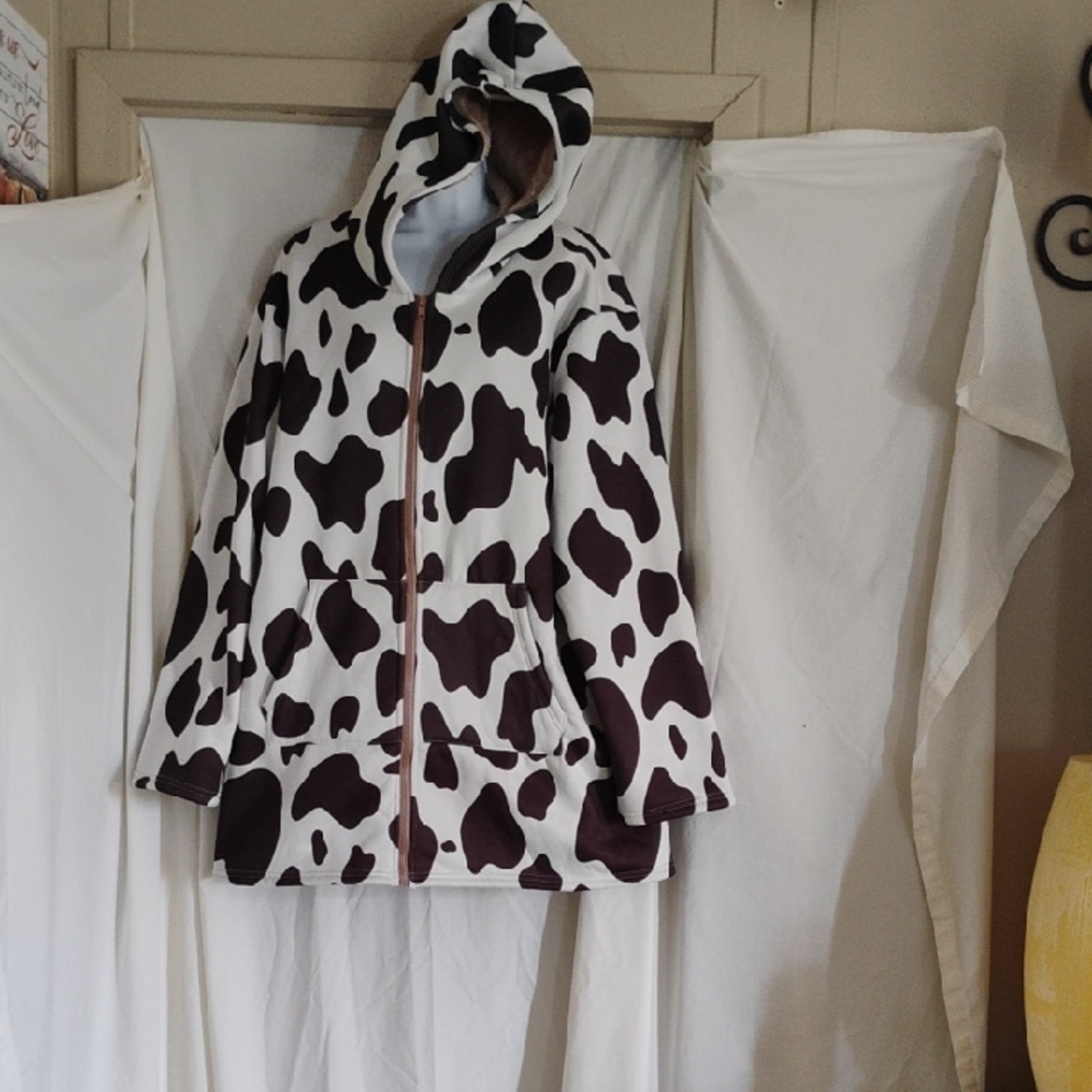 Cow Print Hooded Jacket